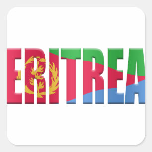 Eritrean flag word overlaid with the colours of th square sticker