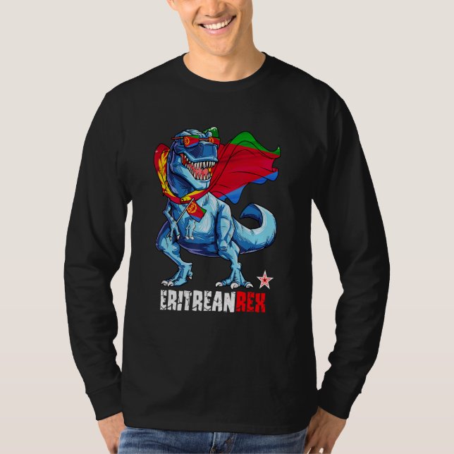 ERITREANRex Proud ERITREAN Flag Fun Dinosaur Sauru T-Shirt (Front)