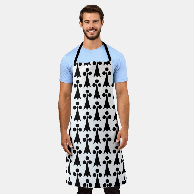 Ermine Pattern, Mediaeval Pattern, Black on White Apron (Worn)