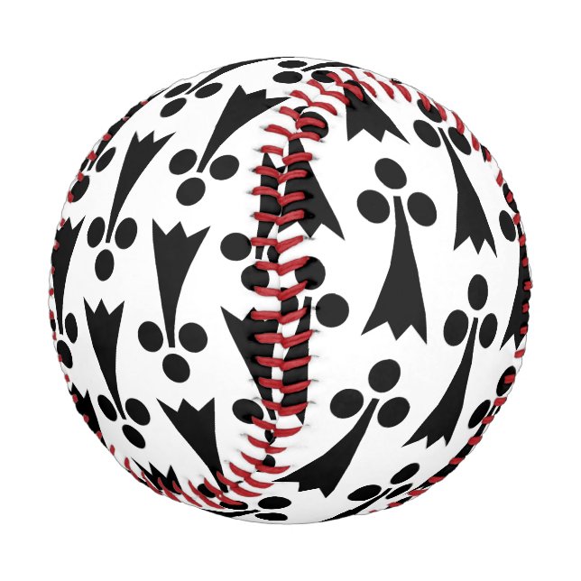 Ermine Pattern, Mediaeval Pattern, Black on White Baseball (Angled)