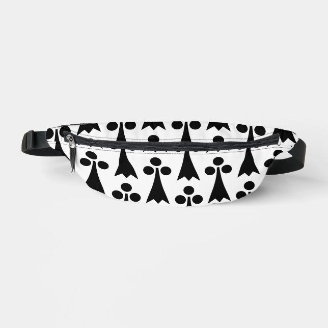 Ermine Pattern, Mediaeval Pattern, Black on White Bum Bags (Front)