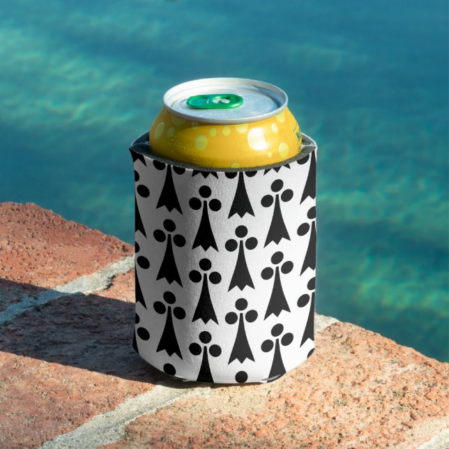 Ermine Pattern, Mediaeval Pattern, Black on White Can Cooler (In Situ Pool)