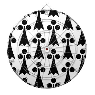 Ermine Pattern, Mediaeval Pattern, Black on White Dartboard