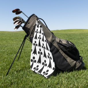 Ermine Pattern, Mediaeval Pattern, Black on White Golf Towel
