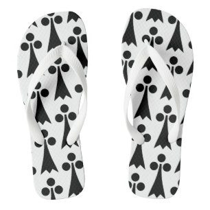 Ermine Pattern, Mediaeval Pattern, Black on White Jandals