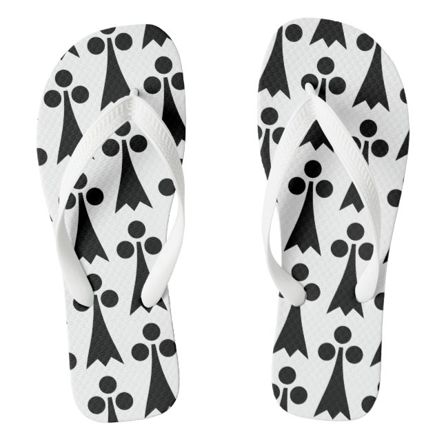 Ermine Pattern, Mediaeval Pattern, Black on White Jandals (Footbed)