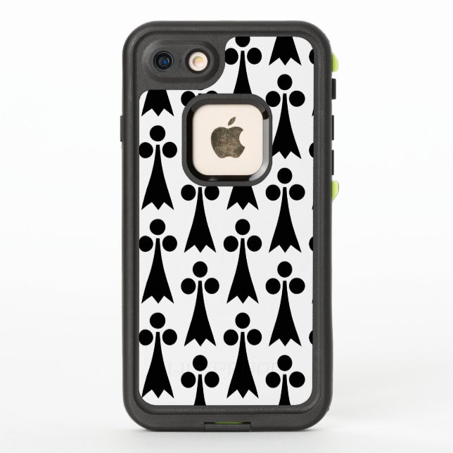 Ermine Pattern, Mediaeval Pattern, Black on White LifeProof iPhone Case (Back)