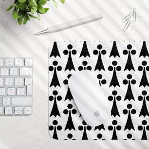 Ermine Pattern, Mediaeval Pattern, Black on White Mouse Pad