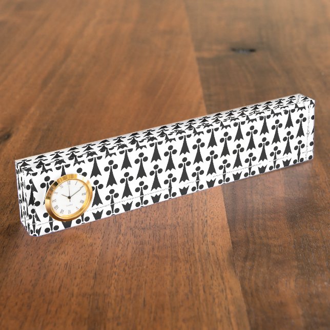 Ermine Pattern, Mediaeval Pattern, Black on White Nameplate (Side)