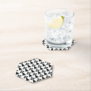 Ermine Pattern, Mediaeval Pattern, Black on White Paper Coaster