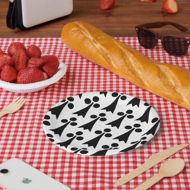 Ermine Pattern, Mediaeval Pattern, Black on White Paper Plate (Picnic)