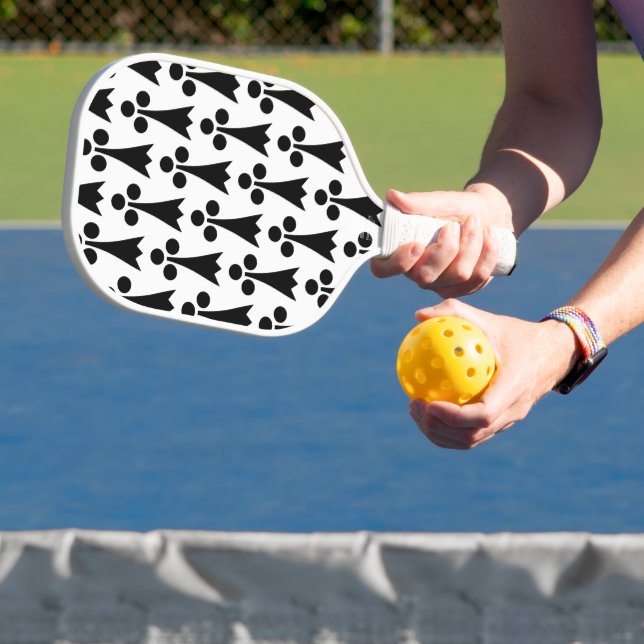 Ermine Pattern, Mediaeval Pattern, Black on White Pickleball Paddle (Insitu)