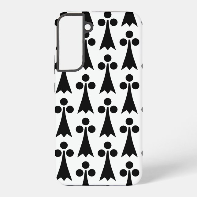 Ermine Pattern, Mediaeval Pattern, Black on White Samsung Galaxy S22+ Case (Back)