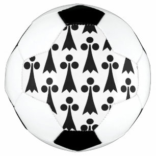 Ermine Pattern, Mediaeval Pattern, Black on White Soccer Ball