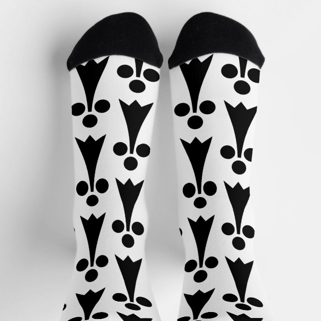 Ermine Pattern, Mediaeval Pattern, Black on White Socks (Top)