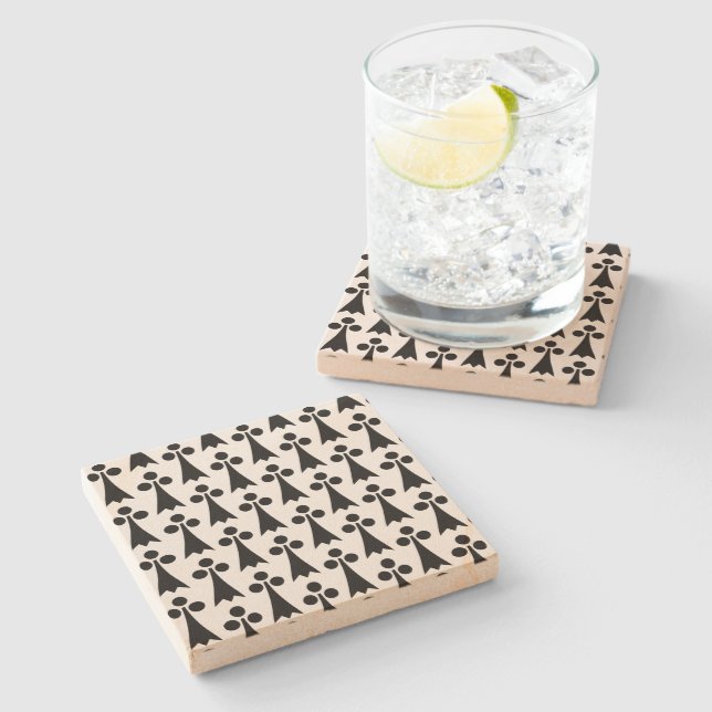 Ermine Pattern, Mediaeval Pattern, Black on White Stone Coaster (Side)