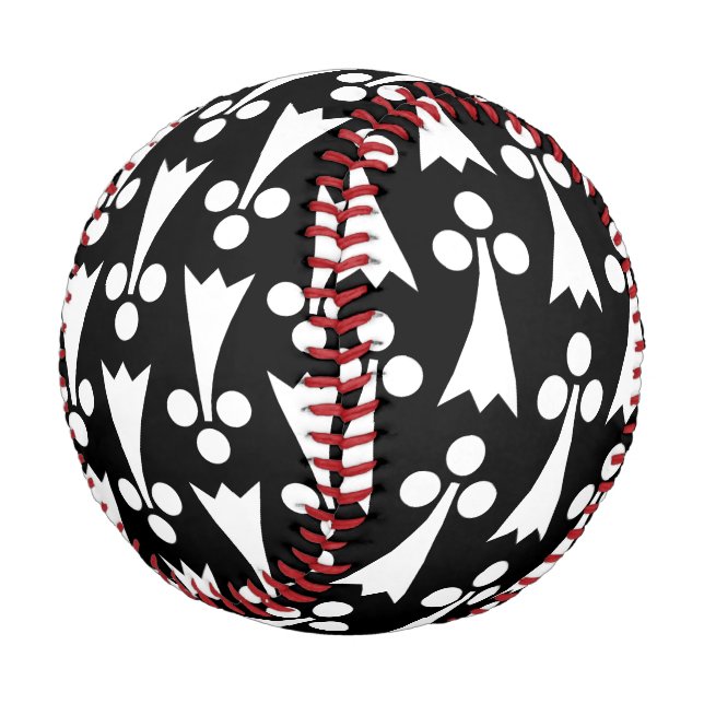Ermine Pattern, Mediaeval Pattern, White on Black Baseball (Angled)