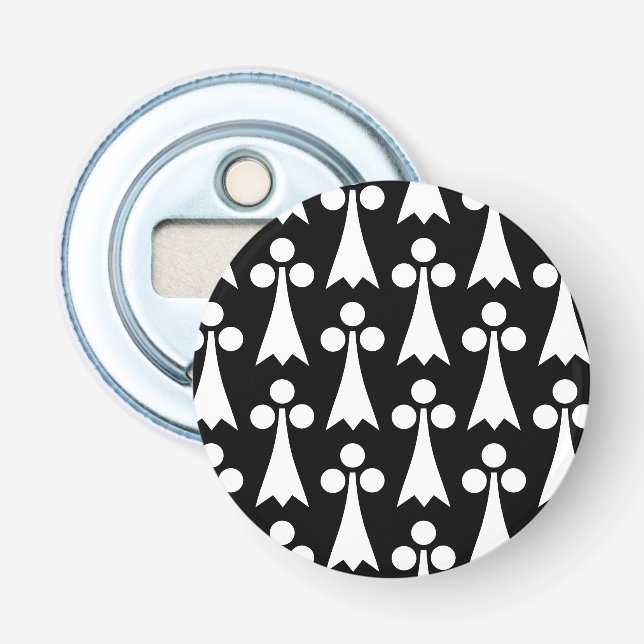 Ermine Pattern, Mediaeval Pattern, White on Black Bottle Opener (Front)