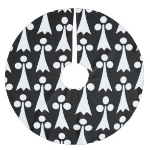 Ermine Pattern, Mediaeval Pattern, White on Black Brushed Polyester Tree Skirt