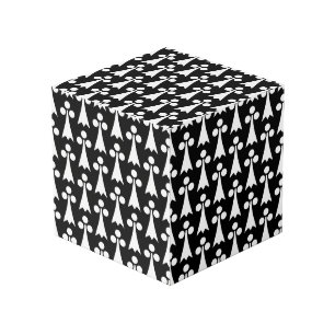 Ermine Pattern, Mediaeval Pattern, White on Black Cube