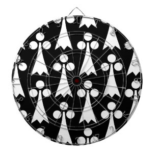 Ermine Pattern, Mediaeval Pattern, White on Black Dartboard