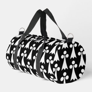 Ermine Pattern, Mediaeval Pattern, White on Black Duffle Bag