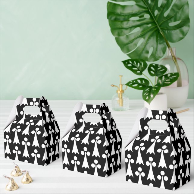 Ermine Pattern, Mediaeval Pattern, White on Black Favour Box (Multiple)