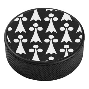Ermine Pattern, Mediaeval Pattern, White on Black Hockey Puck