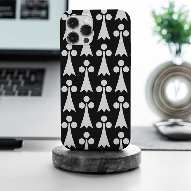 Ermine Pattern, Mediaeval Pattern, White on Black iPhone Case (Creator Uploaded)