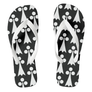 Ermine Pattern, Mediaeval Pattern, White on Black Jandals
