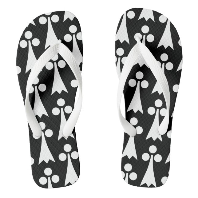 Ermine Pattern, Mediaeval Pattern, White on Black Jandals (Footbed)