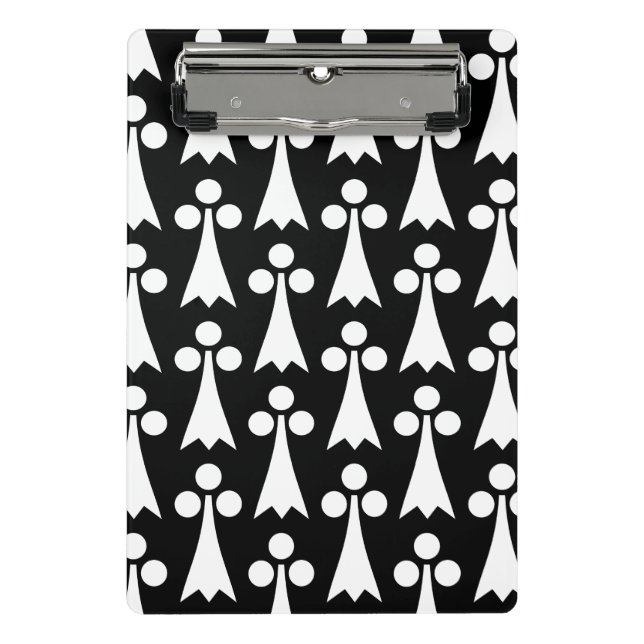 Ermine Pattern, Mediaeval Pattern, White on Black Mini Clipboard (Front)