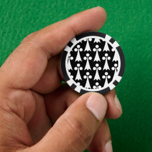 Ermine Pattern, Mediaeval Pattern, White on Black Poker Chips