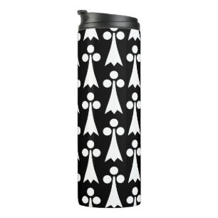 Ermine Pattern, Mediaeval Pattern, White on Black Thermal Tumbler