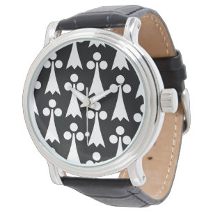 Ermine Pattern, Mediaeval Pattern, White on Black Watch