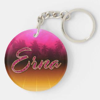 Erna First Name golden pink keychain