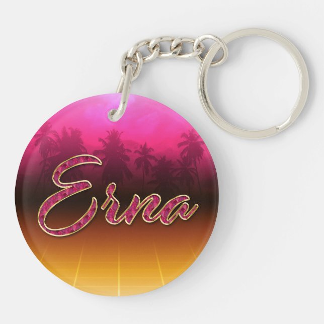 Erna First Name golden pink keychain (Back)