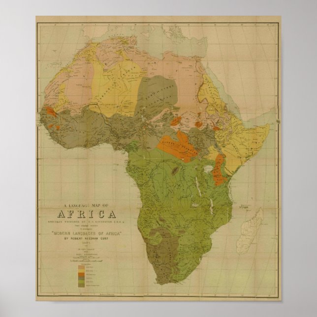 Ernest George Ravenstein - Language Map of Africa Poster (Front)