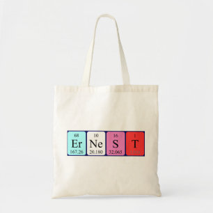 Ernest periodic table name tote bag