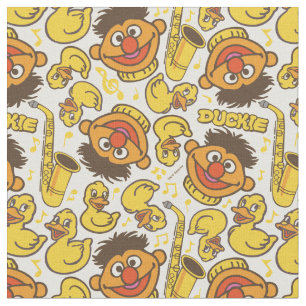 Ernie and Rubber Duckie Pattern Fabric