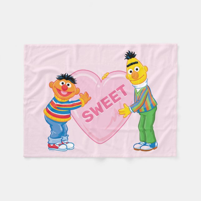 Ernie & Bert Big Valentine's Heart Fleece Blanket (Front (Horizontal))