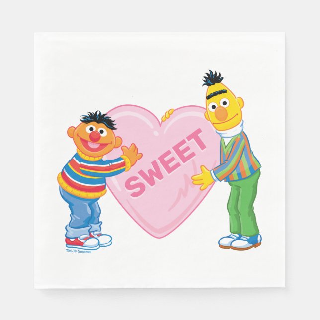 Ernie & Bert Big Valentine's Heart Napkin (Front)