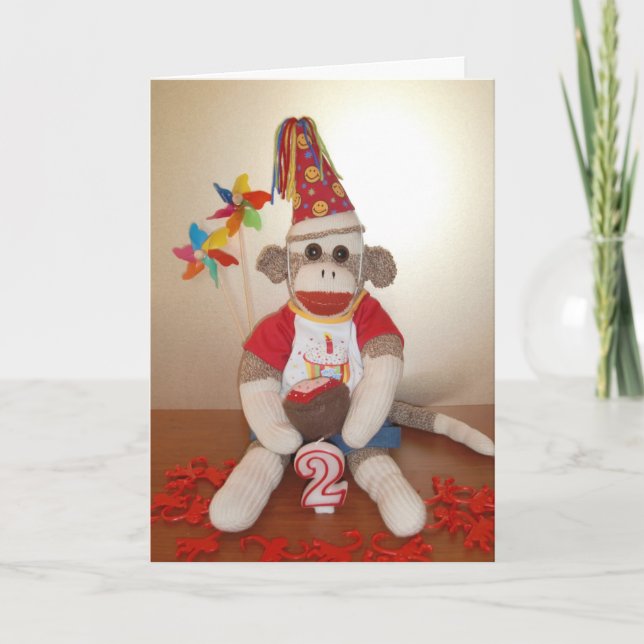 Ernie the Sock Monkey 2nd Birthday Card (Front)