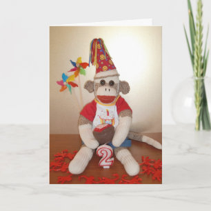 Ernie the Sock Monkey 2nd Birthday Card