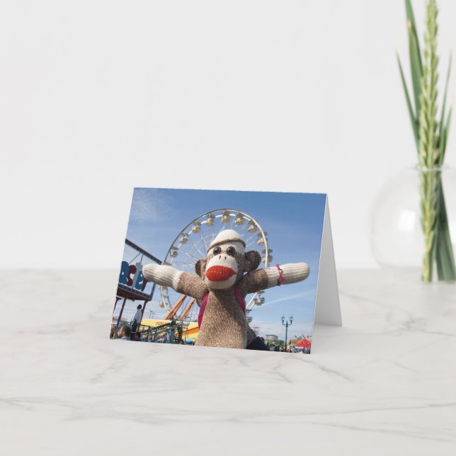 Ernie the Sock Monkey Ferris Wheel Note Card (Front)