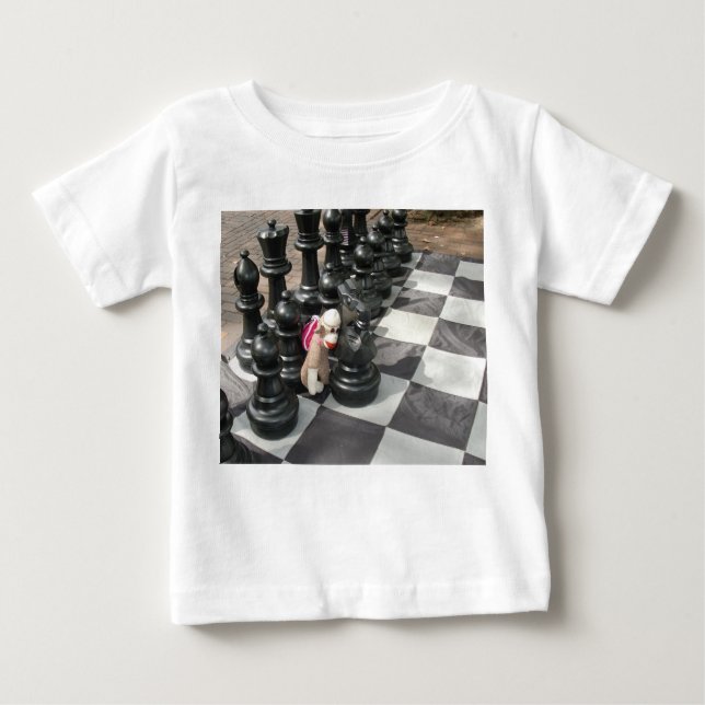 Ernie the Sock Monkey Playing Chess little shirt (Front)