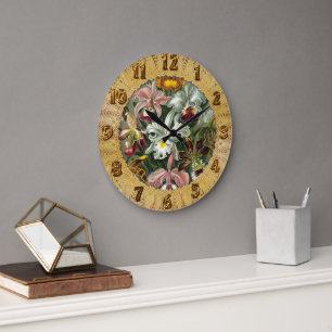 Ernst Haeckel Art Print:Orchidae Oncidiums, tulips Large Clock