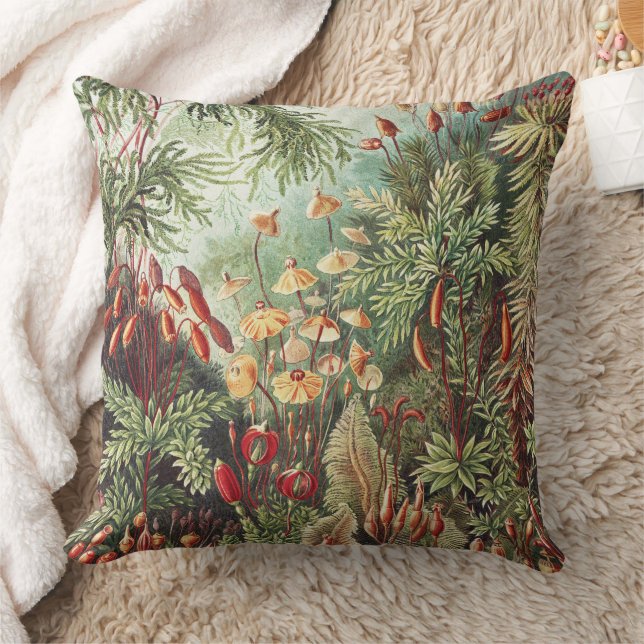 Ernst Haeckel Moss Nature Print Dark Academia Cushion (Blanket)