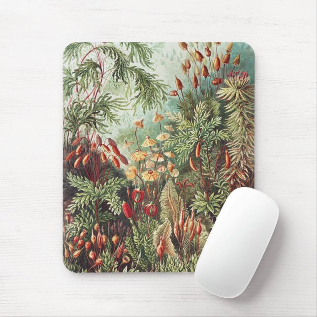 Ernst Haeckel Moss Nature Print Dark Academia Mouse Pad (With Mouse)