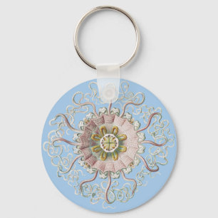 Ernst Haeckel Nautical Pink Jellyfish Medusa Key Ring